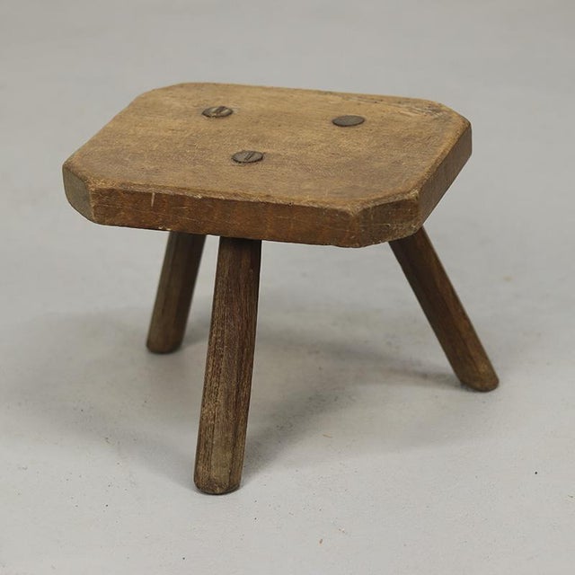 Primitive Wabi Sabi Farmhouse Stool / Side Table For Sale - Image 9 of 9