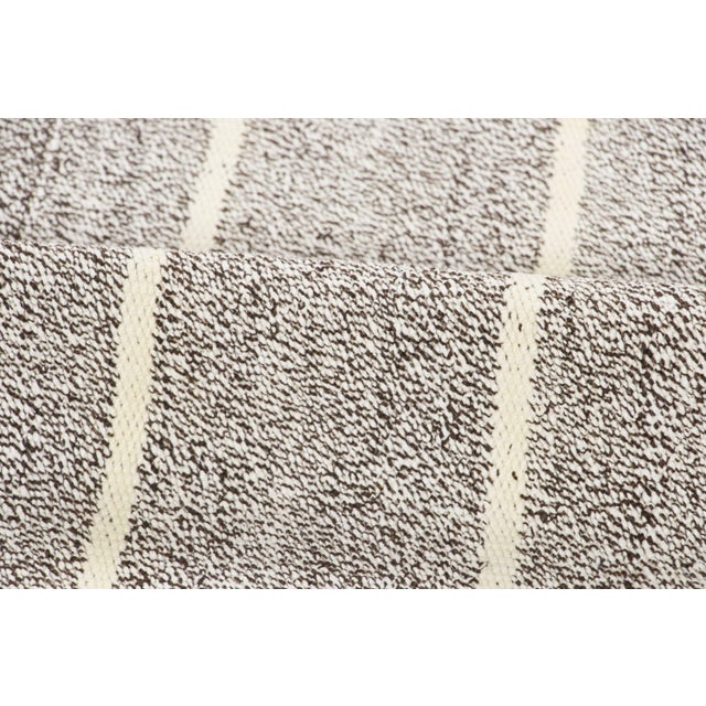 Vintage Turkish Kilim Exotic Yarn Rug With Ivory Stripes by Rug & Kilim, 1950-1959 For Sale In New York - Image 6 of 8