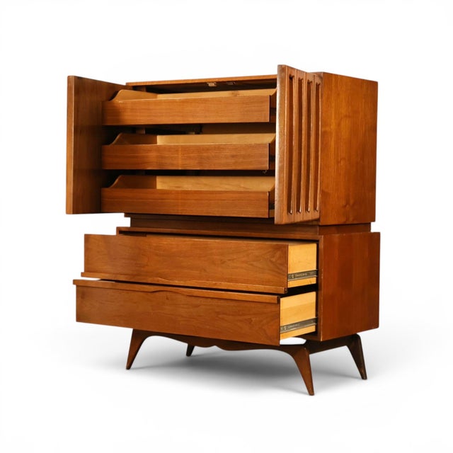 Tobago Vintage Mid Century Modern Highboy Dresser C. 1960s For Sale - Image 12 of 14