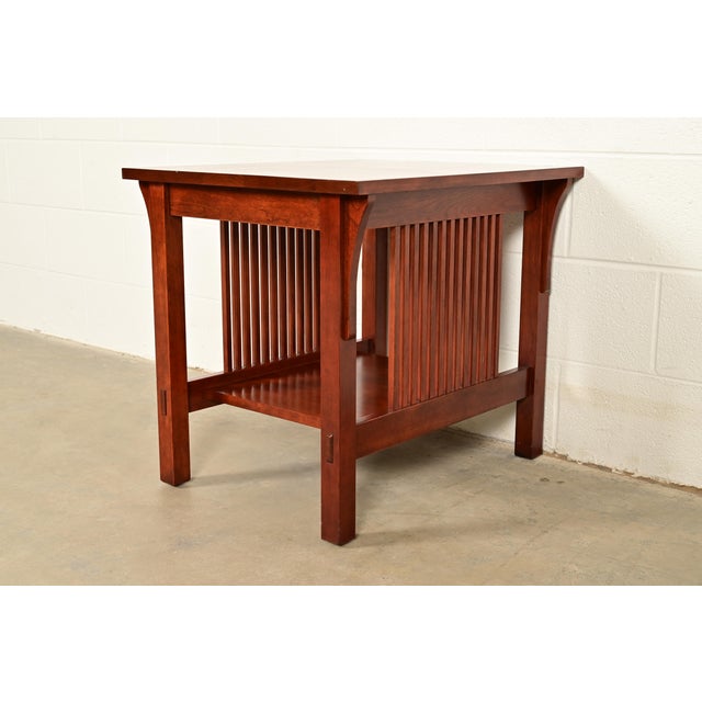 Stickley Mission Arts & Crafts Cherry Wood Spindle Side Table For Sale In South Bend - Image 6 of 12