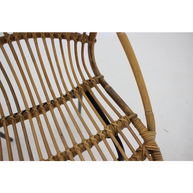 Set of Rattan and Iron Lounge Chairs by Alan Fuchs, Czechoslovakia, 1970s For Sale - Image 12 of 14