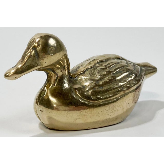 Figurative Vintage Brass Mallard Duck Paper Weight For Sale - Image 3 of 7
