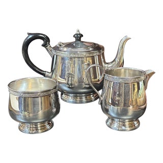 Vintage English Silver-Plated Tea and Coffee Service by Mappin & Webb, 1930s, Set of 3 For Sale