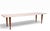 Sophisticated architectural Mid Century coffee table, having a rectangular cast stone top with wood pencil inlay trim, the...