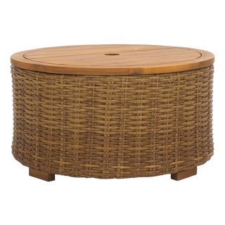 Anguilla Wicker Storage Outdoor Coffee Table, Natural For Sale