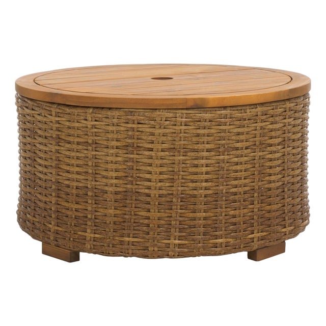 Anguilla Wicker Storage Outdoor Coffee Table, Natural For Sale