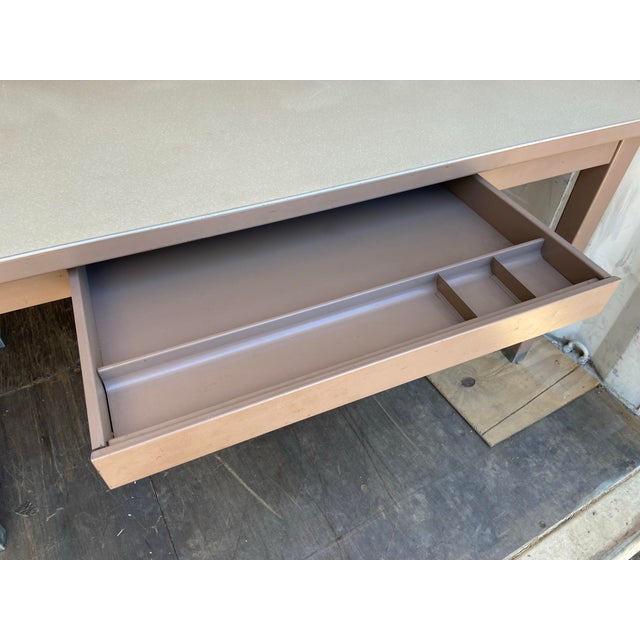 Vintage mid century modern metal tanker desk , some surface marks See pictures for details, unbranded.
