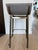 Contemporary Set of 3 Thomas Hayes Custom "Gachot" Stools in Grey Leather and Rubbed Brass For Sale - Image 3 of 11