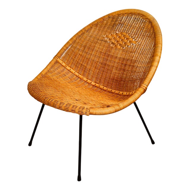 Wicker Armchair, 1950s For Sale