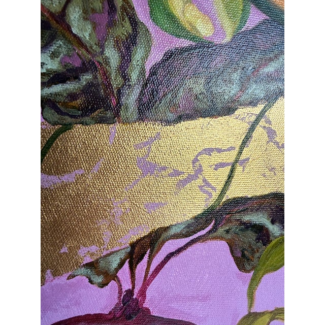 Original Round Botanical Oil on Canvas Painting With Figural Hands by Surabhi Gaikwad Uzgare, 2020 For Sale - Image 14 of 15