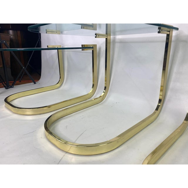 Brass Mid-Century Glass and Brass Nesting Tables by Design Institute America For Sale - Image 8 of 9