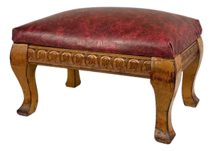 Antique Edwardian Maple Carved Footstool Ottoman