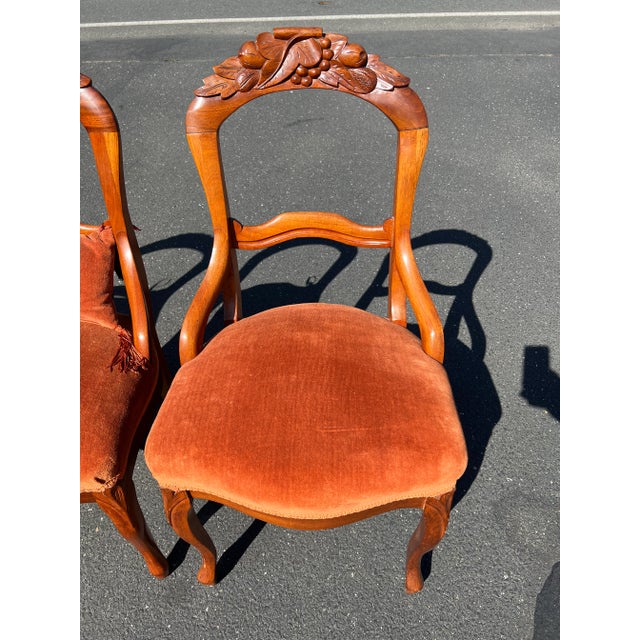 1900 - 1909 Early 1900s Great Mahogany Victorian Side Chairs With Red Upholstered Seats - Set of 4 For Sale - Image 5 of 12