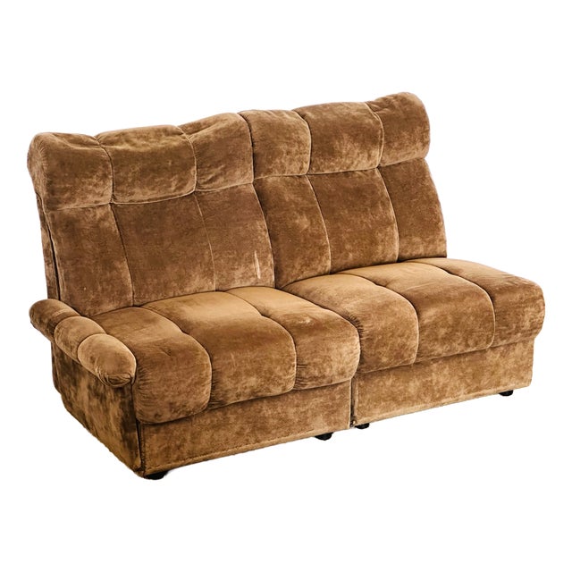 Armchairs in Velvet, 1960s, Set of 2 For Sale