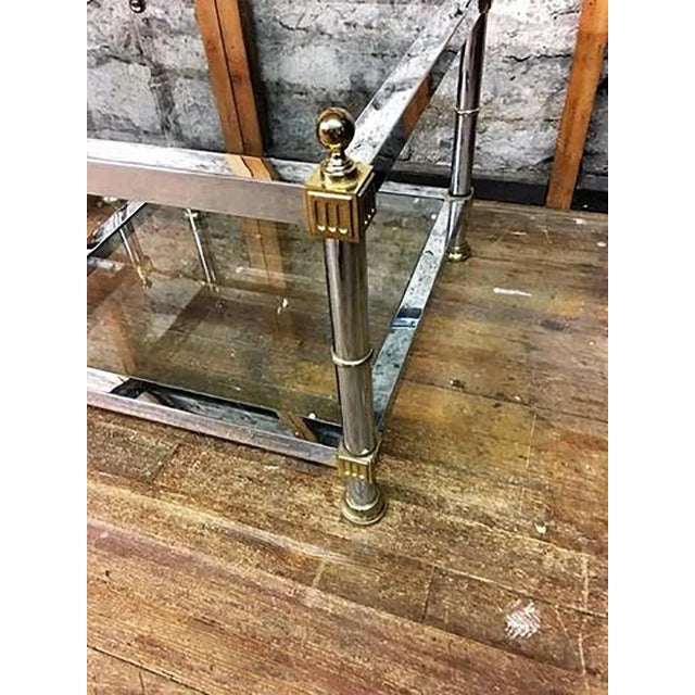 Late 20th Century Maison Jansen Chrome and Brass Double Tier Side Tables - a Pair For Sale - Image 5 of 7
