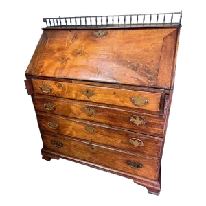 Antique Mahogany and Burlwood Secretary Desk. 19th Century
