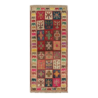 1950s Vintage Qashqai Persian Gabbeh Runner With Geometric Patterns by Rug & Kilim For Sale