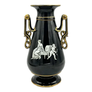 Neoclassical Ebony Jetware Vase by E. J. Ridgway Circa 1870