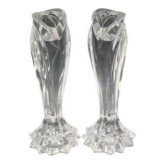 Late 20th Century Lenox Artic Bloom Crystal Candlestick Holders- A Pair For Sale