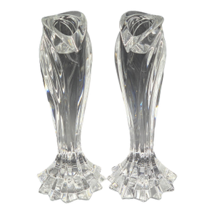 Late 20th Century Lenox Artic Bloom Crystal Candlestick Holders- A Pair