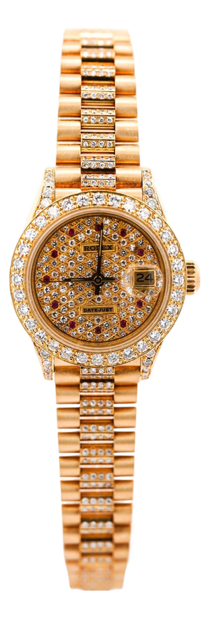 Vintage Rolex Datejust Presidential Diamond Ruby 18k Gold Watch