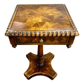 Louis XV Style Marquetry Square Pedestal Table For Sale