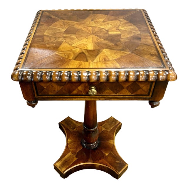 Louis XV Style Marquetry Square Pedestal Table For Sale