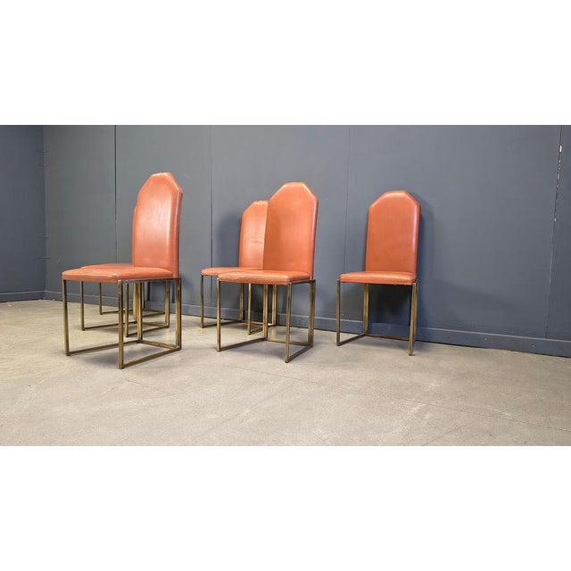 Brown Vintage Brass Dining Chairs from Belgo Chrom, 1970s, Set of 6 For Sale - Image 8 of 15