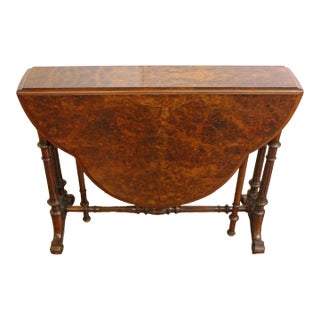 Circa 1840s English Turtle Top Walnut Sutherland Table For Sale