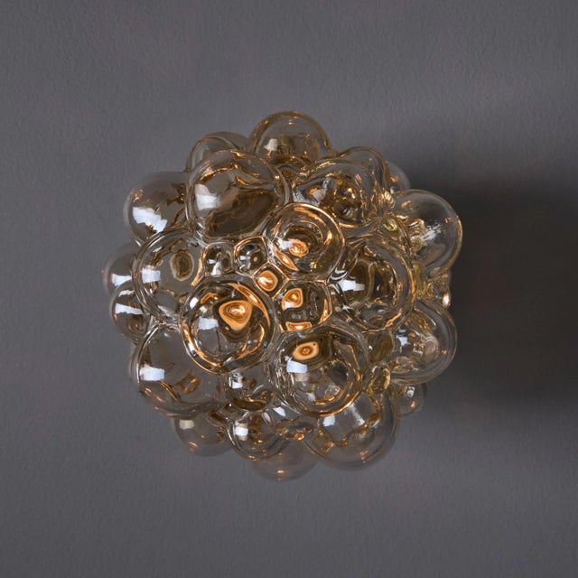 Glass 1960s Helena Tynell Amber Bubble Glass Wall or Ceiling Lamp For Sale - Image 7 of 12