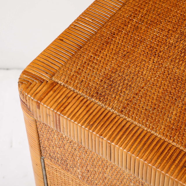 Mid-Century Modern Rattan & Bamboo Wrapped Nightstands Signed Bielecky Brothers For Sale - Image 11 of 18