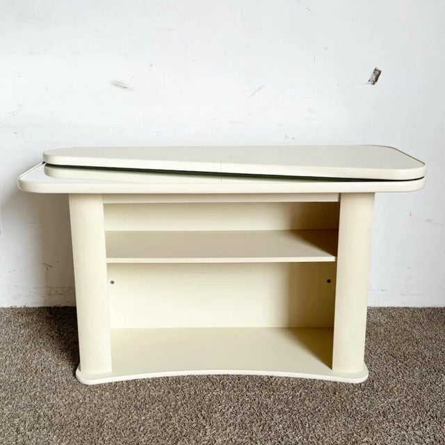 Postmodern Postmodern Faux Marble Laminate and Mirror Console Table For Sale - Image 3 of 10