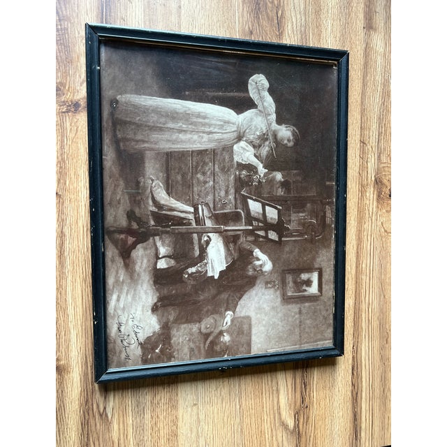 Up for consideration is a beautiful vintage French print of "The Violin Lesson" in a black frame. This would look lovely...