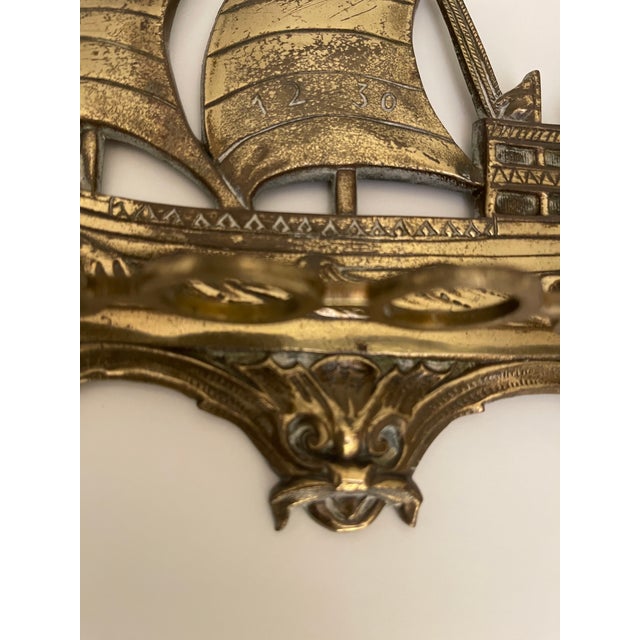 Antique French Cast Brass “Galleon” Sculpural Wall Rack - DL Déposé No. 5 For Sale - Image 10 of 12