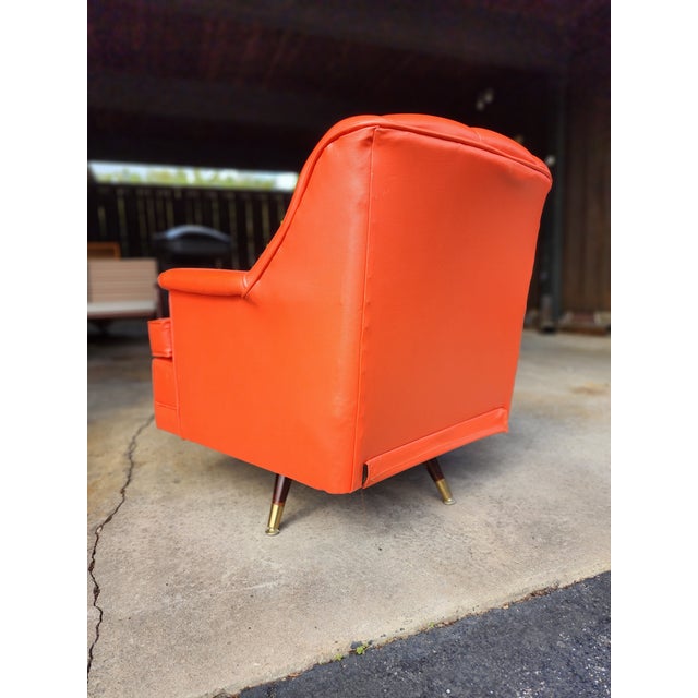 Plastic Vintage 1950s Midcentury Modern Pontiac Chair Co for Montgomery Ward Orange Swivel Rocking Chair For Sale - Image 7 of 10