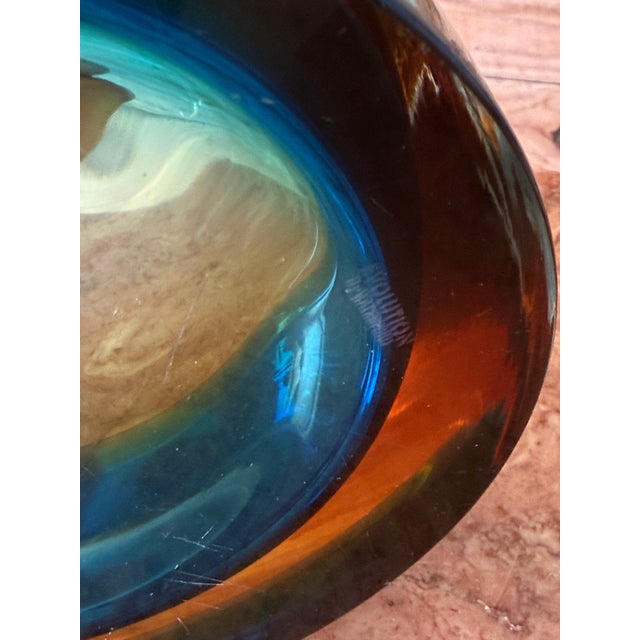 Vintage Waterford Art Glass Decanter by Gerard Treacy – Blue & Amber Gradient For Sale In Naples, FL - Image 6 of 11