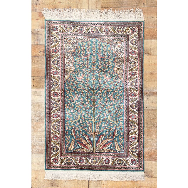 Vintage Turkish Silk Tree of Life Rug - 02'09 X 04'02 | Chairish