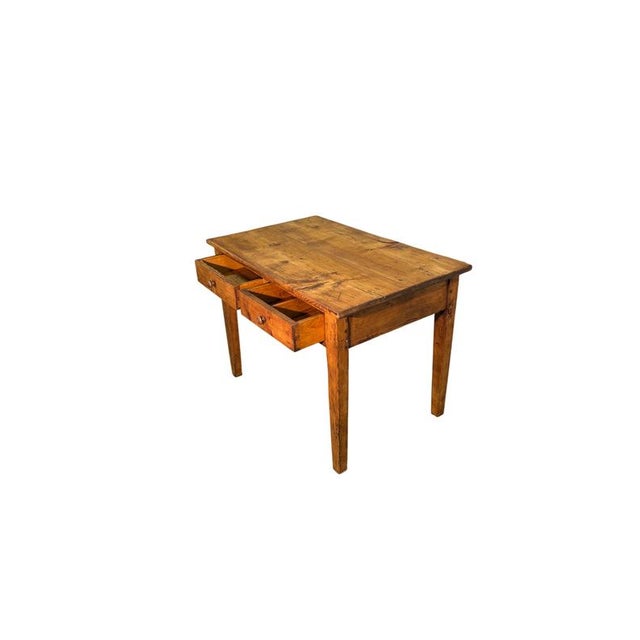 Rustic Rustic Fir Table with Two Drawers, 1900s For Sale - Image 3 of 4