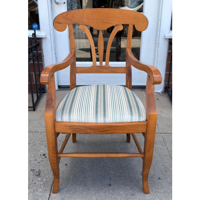 Southern Italian Neoclassical Armchair. Freshly upholstered and marked Made In Italy.