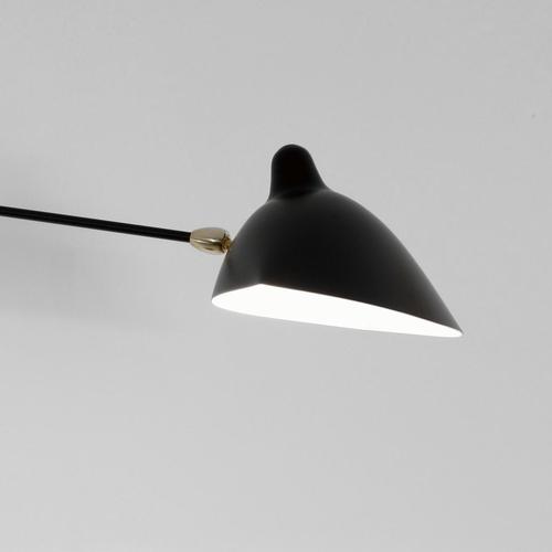 Mid-Century Modern Black Two Rotating Straight Arms Wall Lamp by Serge Mouille For Sale - Image 4 of 13