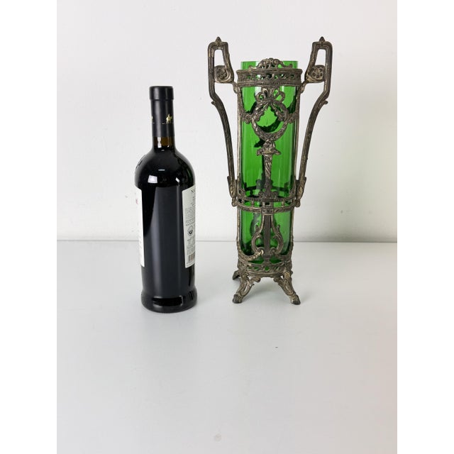 Mid-Century Modern Art Deco Vase in Bronze and Murano Glass, 1940s For Sale - Image 3 of 13