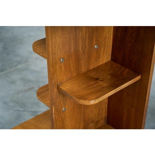 Art Deco Side Table with Shelves in Bookmatched Walnut Veneer, 1920s For Sale - Image 6 of 15