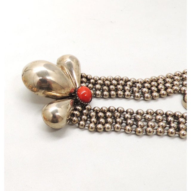 Modern Vintage Pellini Italy Silvertone Faux-Carnelian Cabochon Brooch For Sale - Image 3 of 8