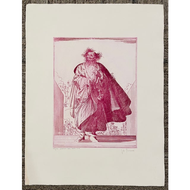 Joseph Pecsenke Pantalone Commedia Dell'Arte Etching For Sale - Image 4 of 4