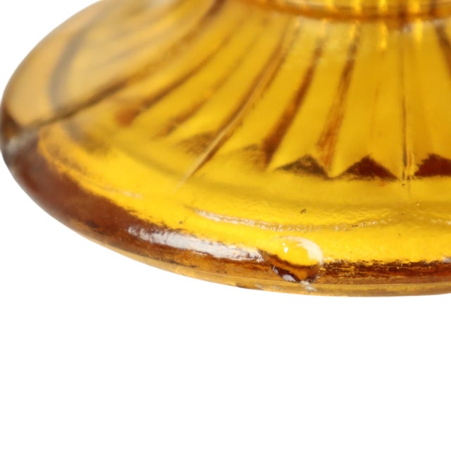 Art Deco Amber Cake Stand in Depression Glass For Sale - Image 11 of 16