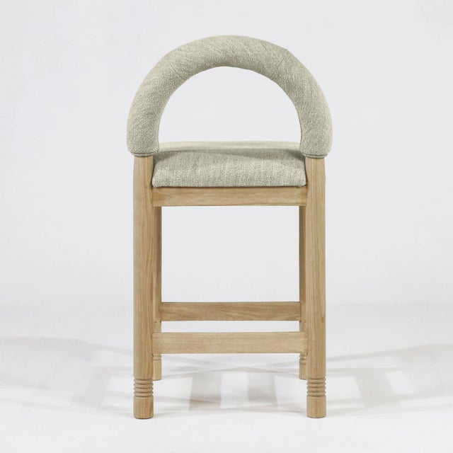 2020s Heidi Teak & Beige Boucle Counter Stool For Sale - Image 5 of 10