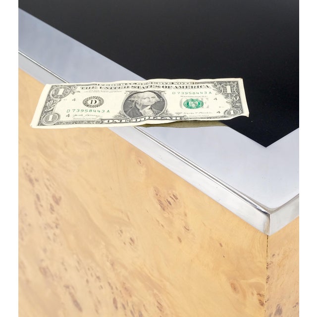 Milo Baughman Decor Burl Walnut & Chrome Mid-Century Modern Liquor Serving Bar For Sale - Image 12 of 18