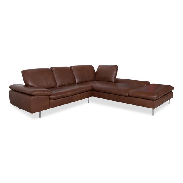 Modern Loop Leather Corner Sofa in Brown with Manual Function by Willi Schillig For Sale - Image 3 of 17