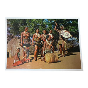 Circa 1960 -1965 Arthur English Artco Zulu Kraal Color Photo Postcard Ethnographic Scene