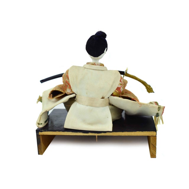 Mid 20th Century Handmade Hand Painted Japanese Imperial Court Hina Doll With Original Case Set of 5 Pieces For Sale - Image 12 of 16